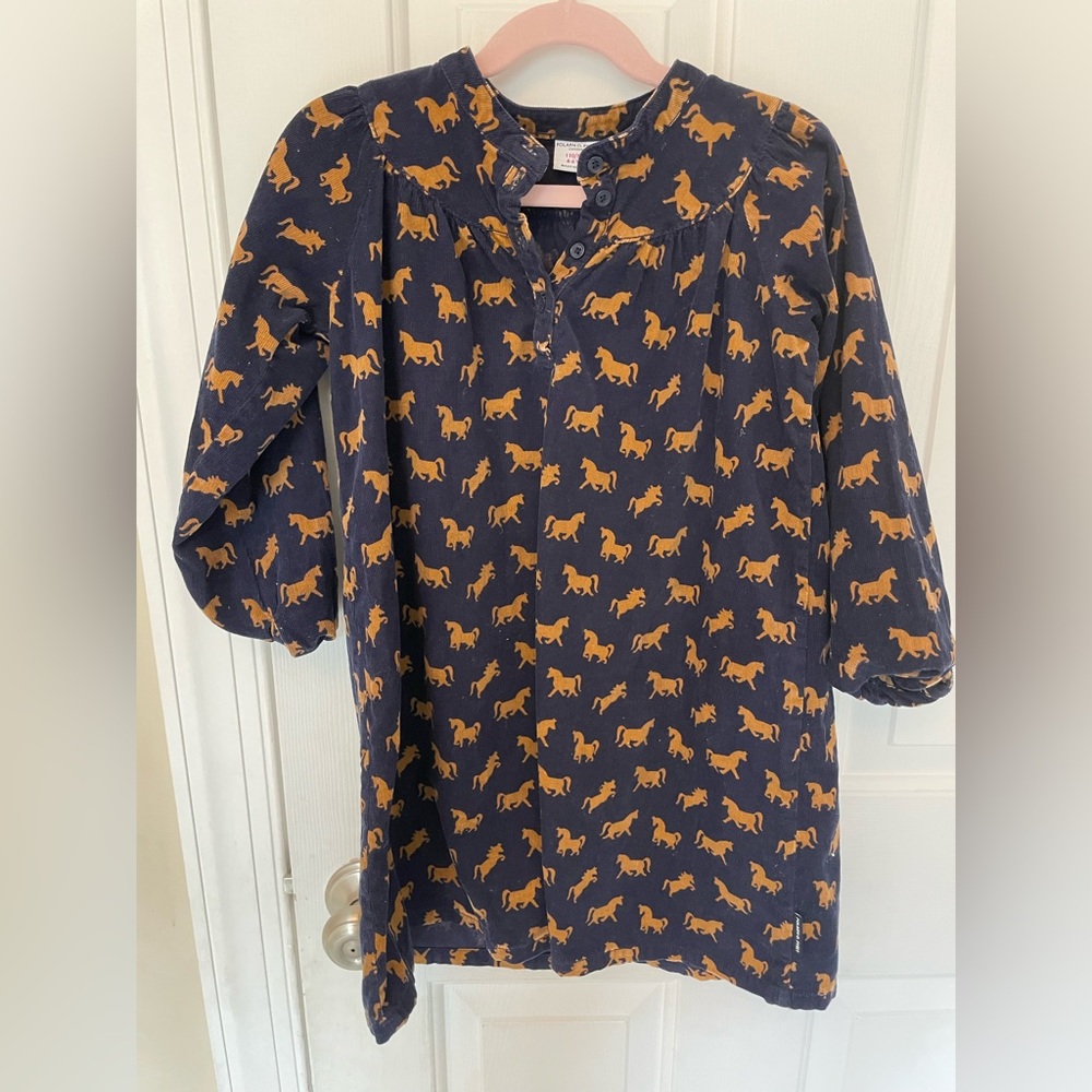 Girls horse print corduroy 4-6y long-sleeved dress